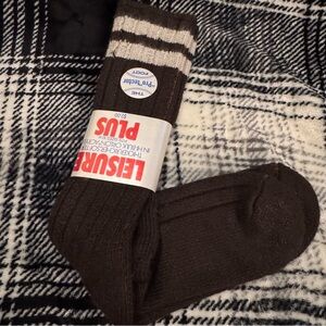 Vintage LEISURE PLUS Thick Ribbed Socks Brown NOS New Old Stock Mens Pro-Fector